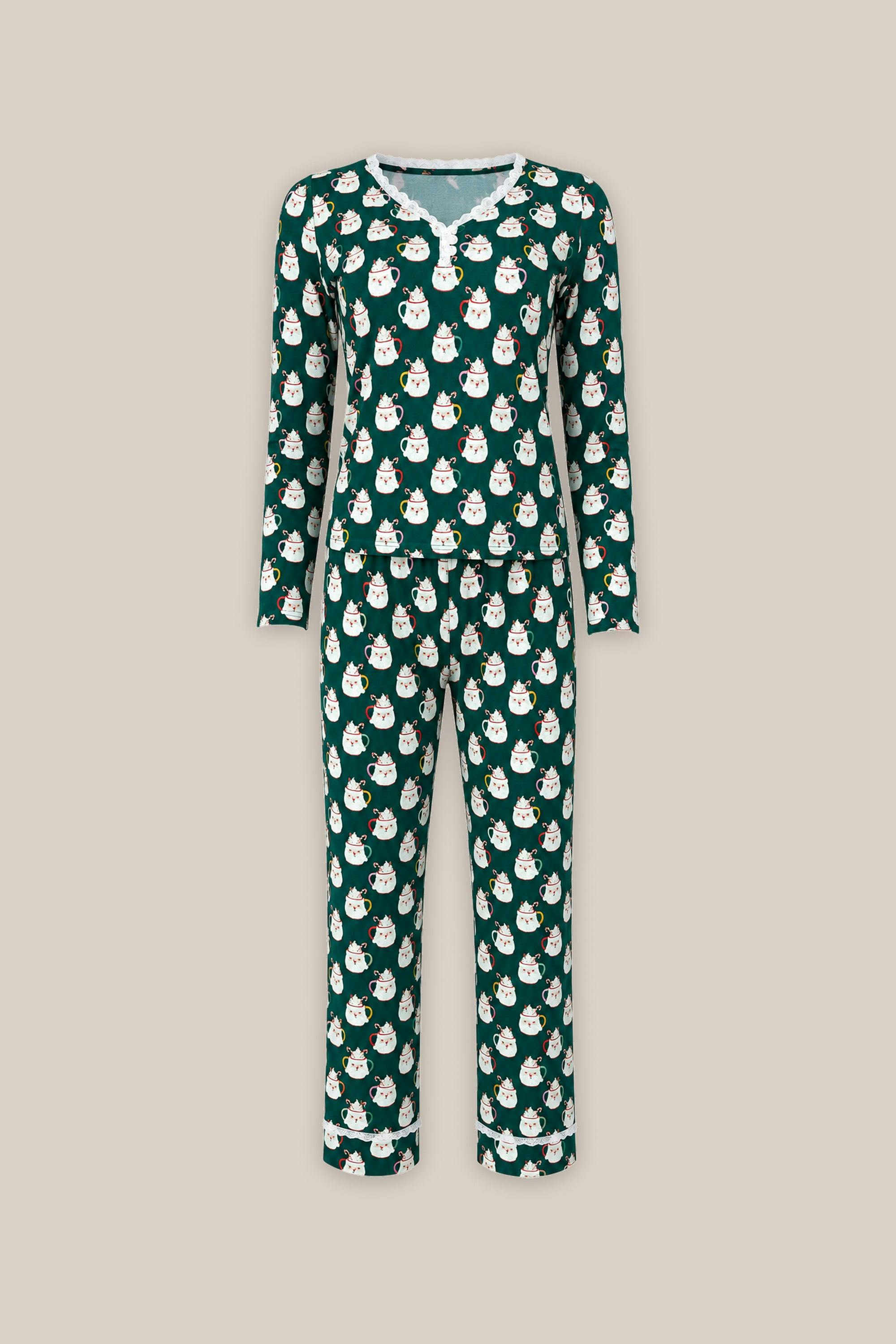 So Soft Henley Pajama Set in Very Merry Santa