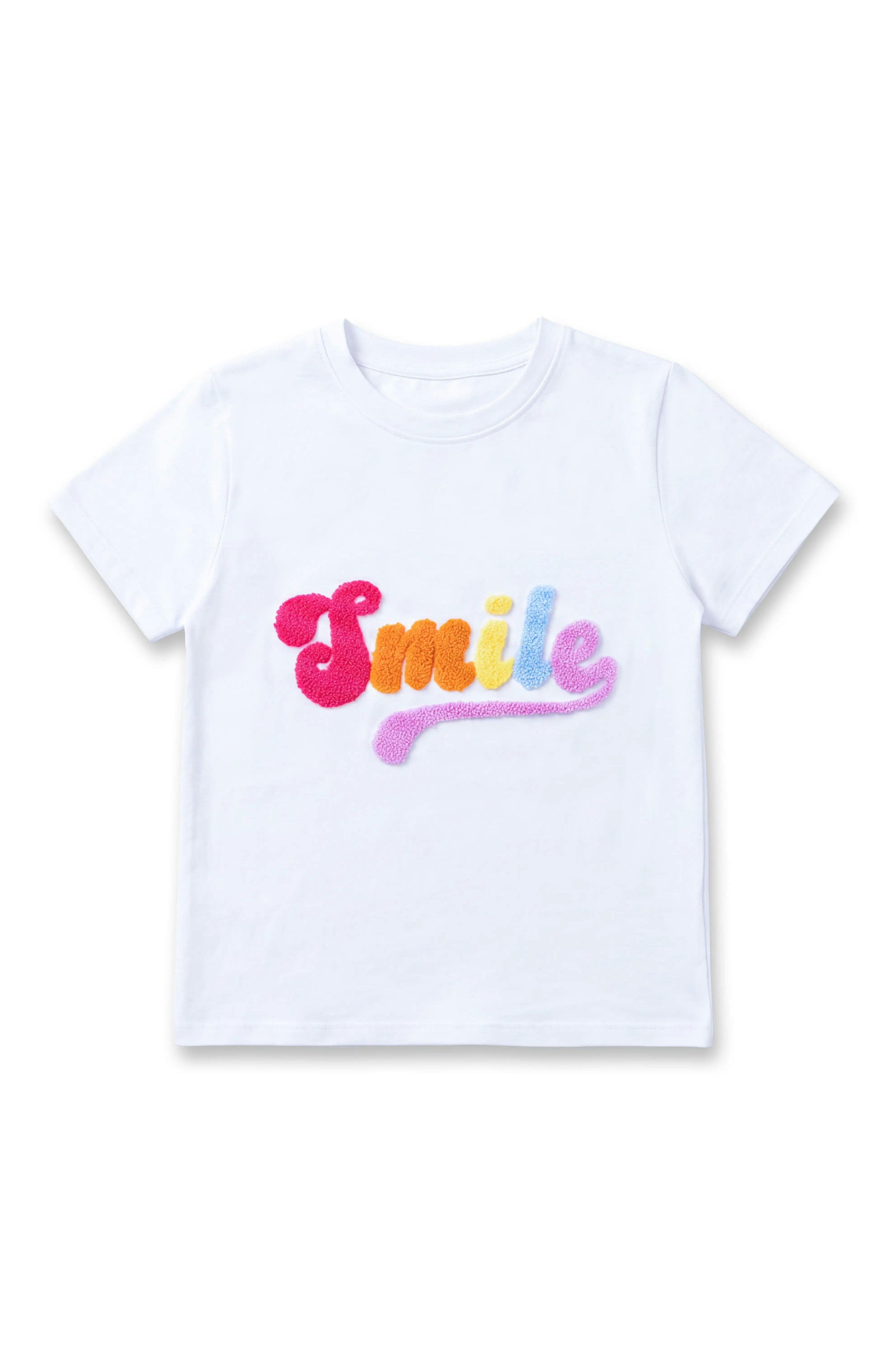 Smile Applique Short Sleeve T-Shirt