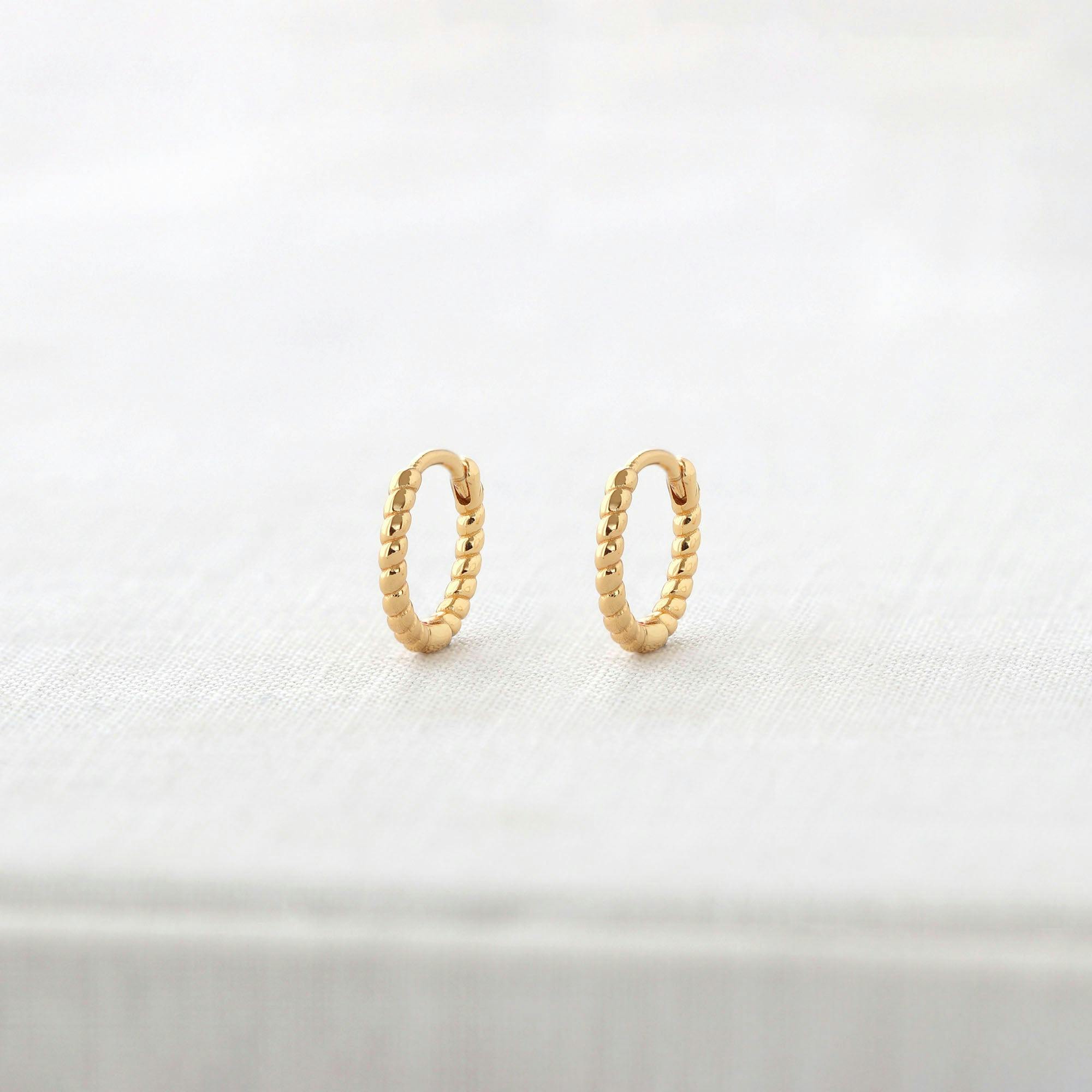 Twisted Hinged Huggie Hoop Earrings