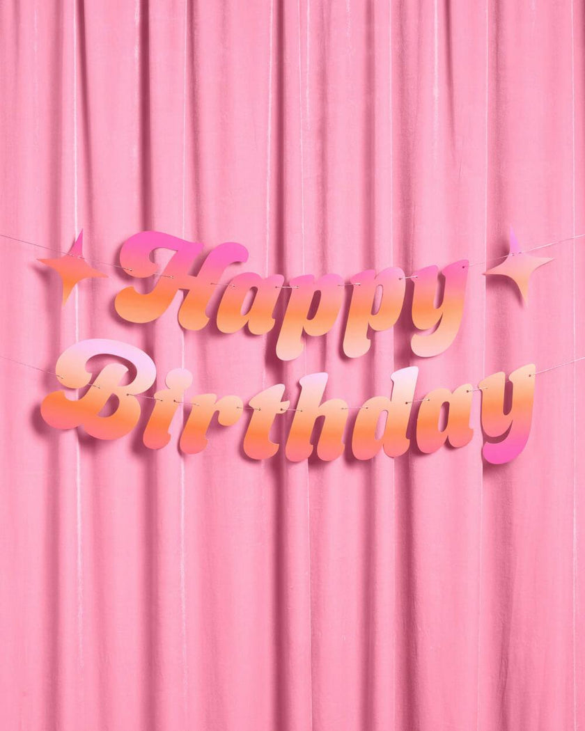 Happy Birthday Sunset Banner - pink + orange banner