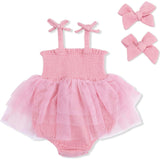 Solid Muslin Poignant Pink - Tutu Bubble & 2 Pack Bow Clips Set