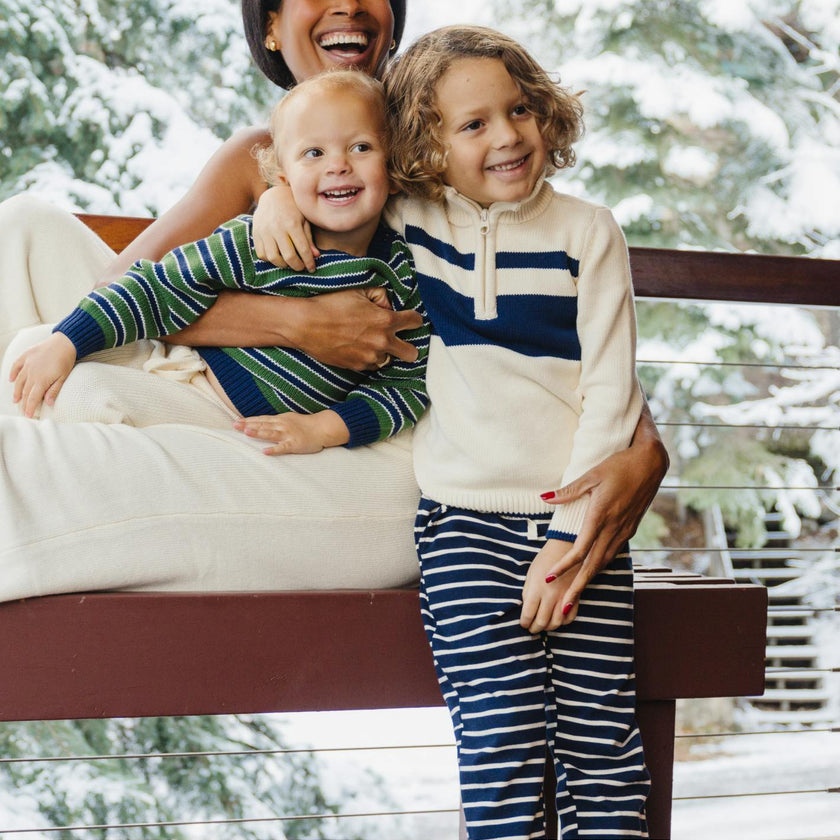 unisex navy stripe pant