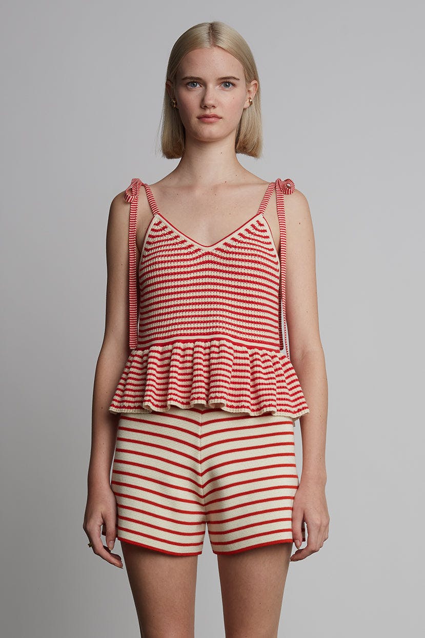 MALI STRIPE CAMI | IVORY + ROSSO STRIPE