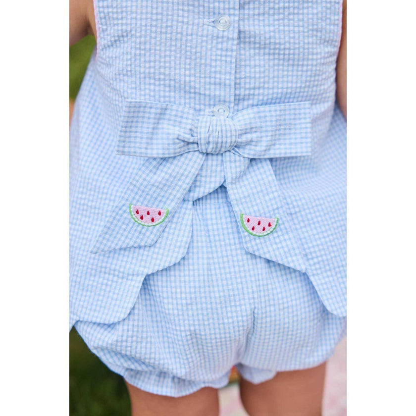Embroidered Bow Back Bloomer Set - Watermelon