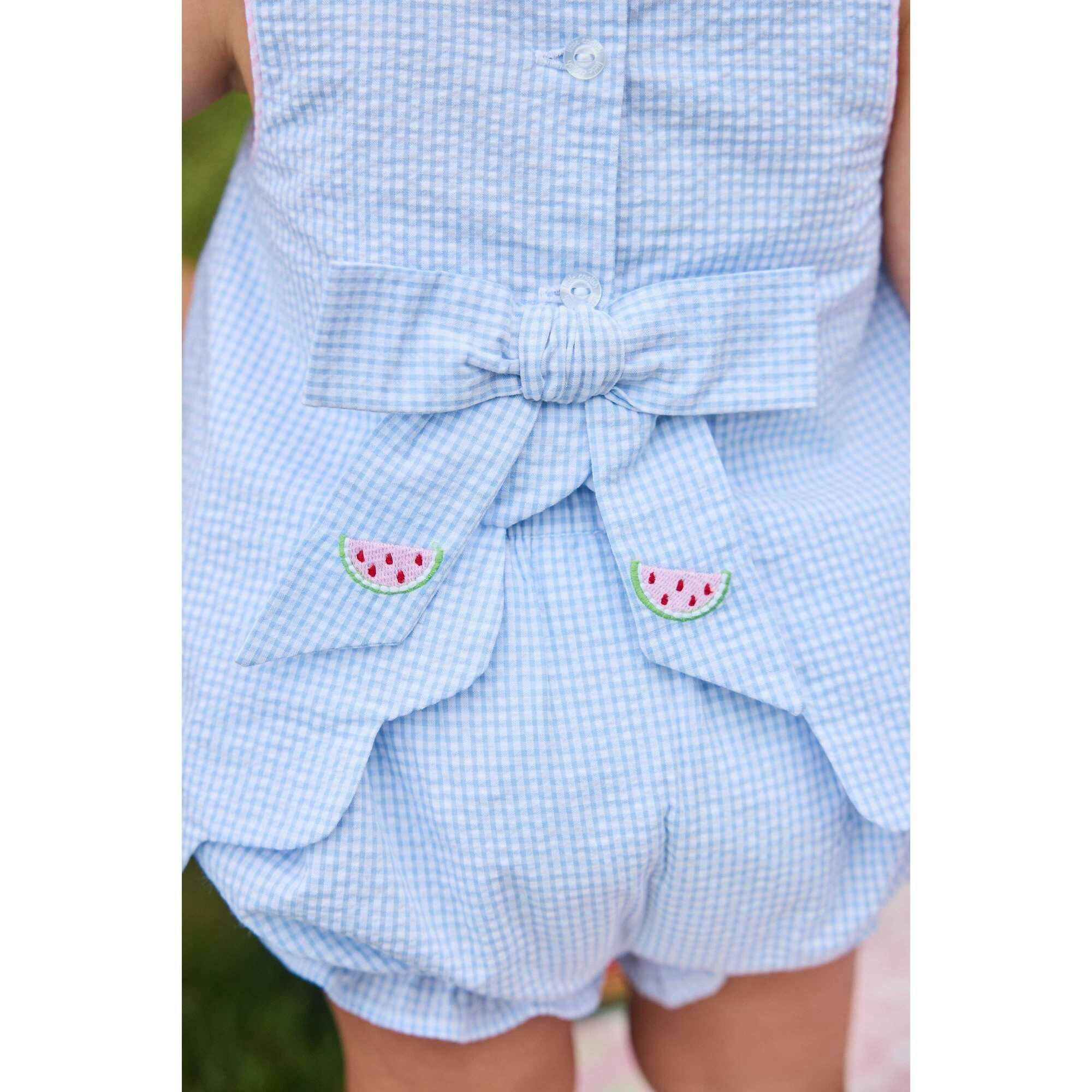 Embroidered Bow Back Bloomer Set - Watermelon