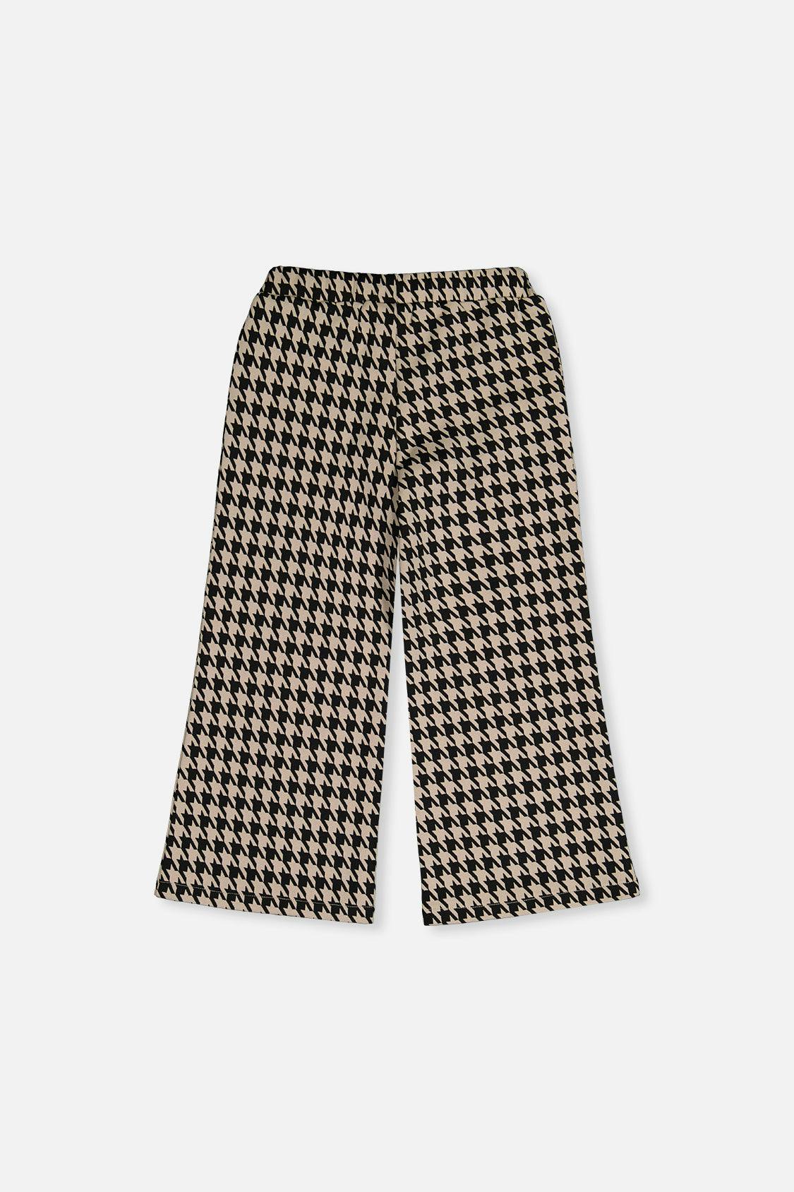 Flare Pants Black And Beige Houndstooth