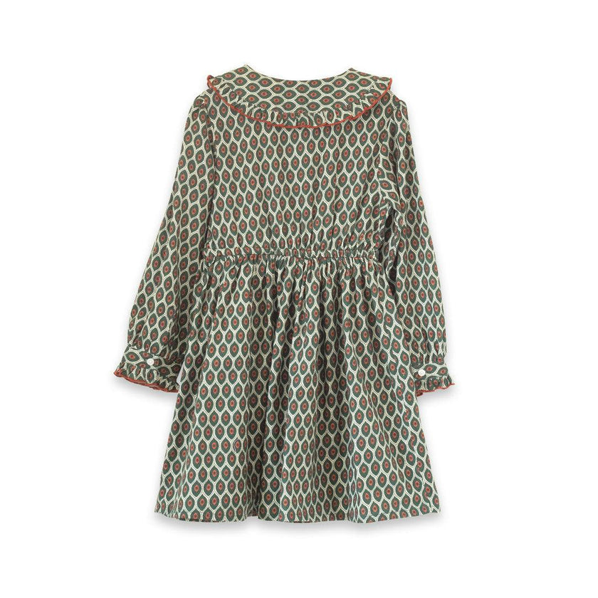 Girls Adelaide Velvet Tie Dress | Green Motif