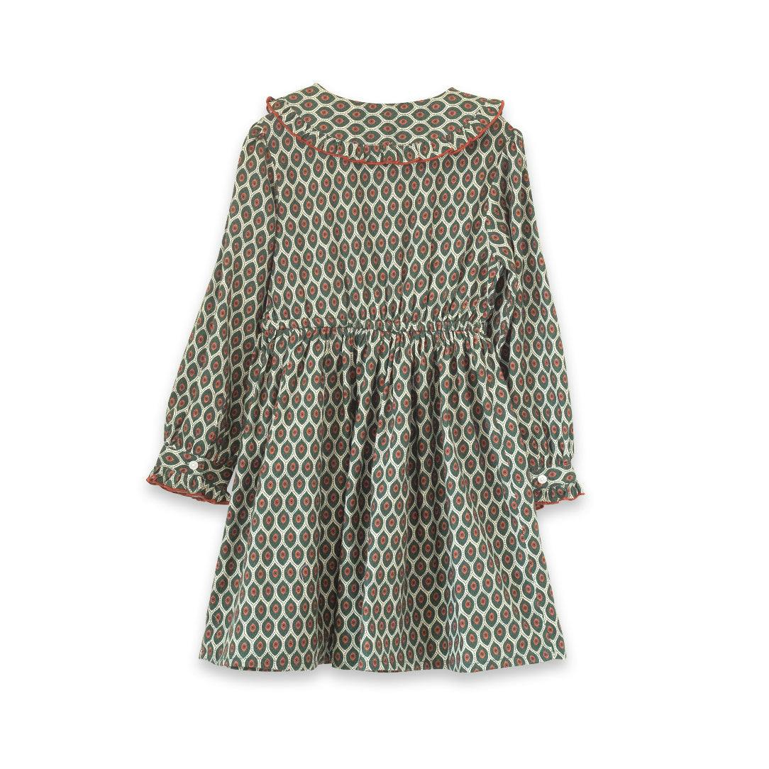 Girls Adelaide Velvet Tie Dress | Green Motif