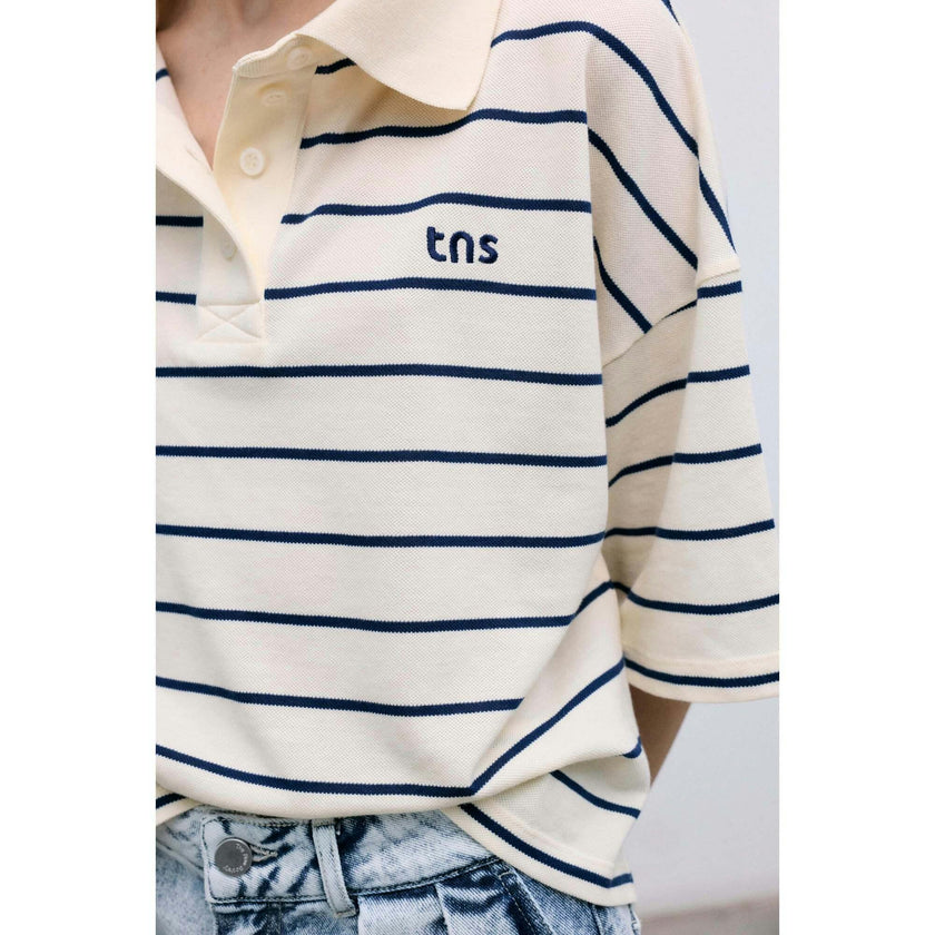 Acacia Woman Polo Ecru Stripes