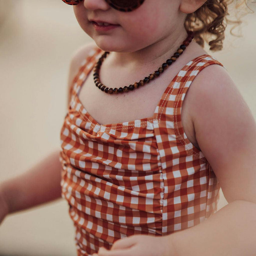 Vintage Girls 1 Piece Swimsuit | UPF + Recycled - Sienna Gingham