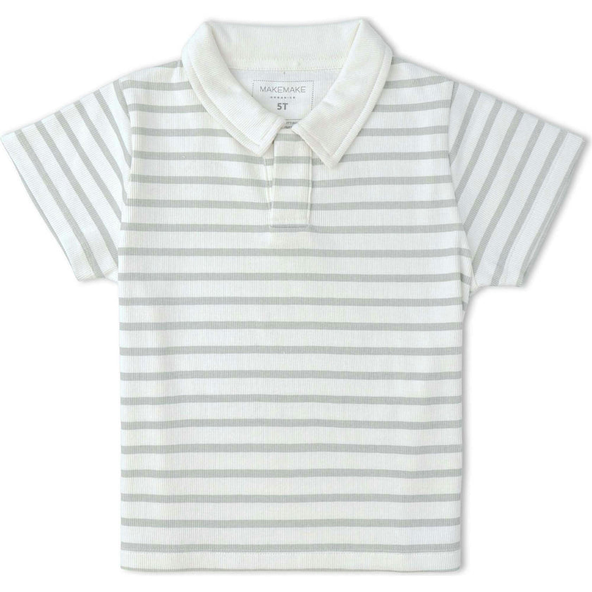 Organic Collar Tee & Shorts Set - Fog Stripes
