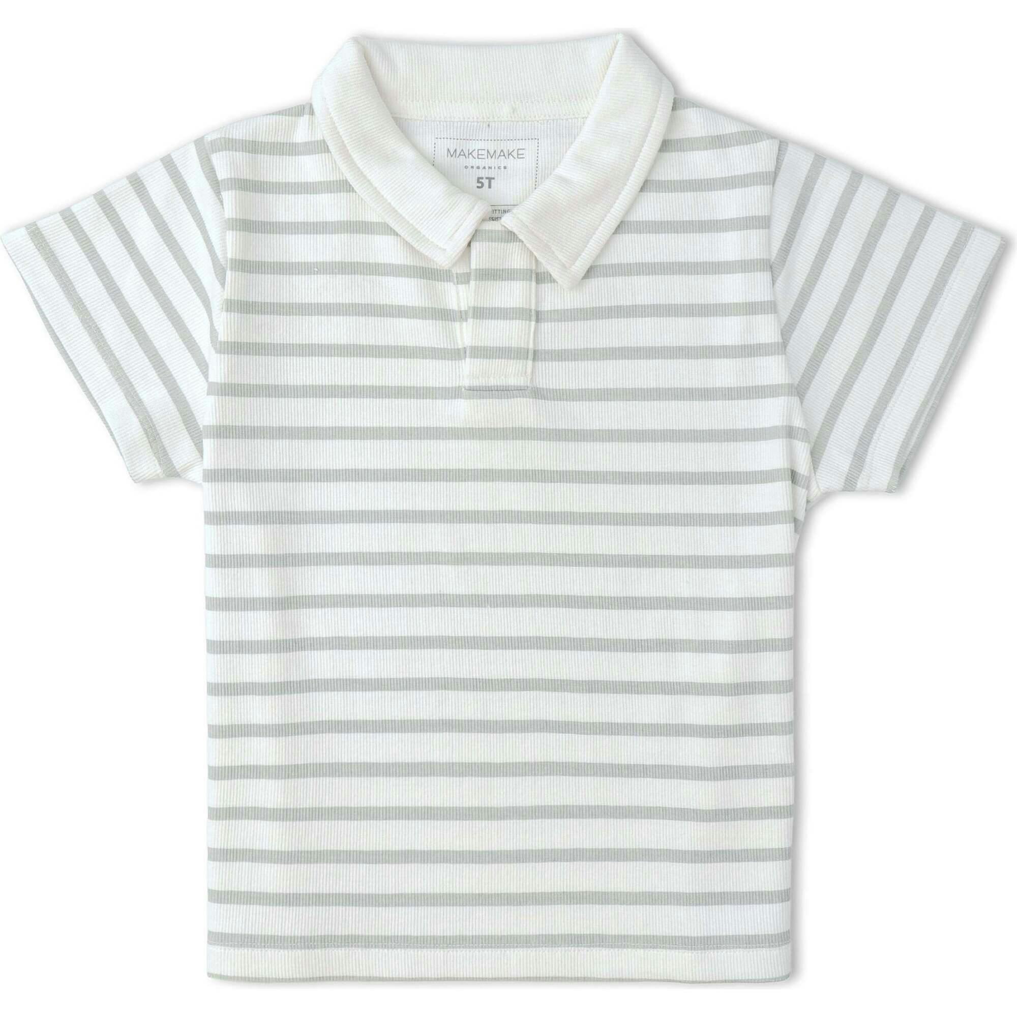 Organic Collar Tee & Shorts Set - Fog Stripes