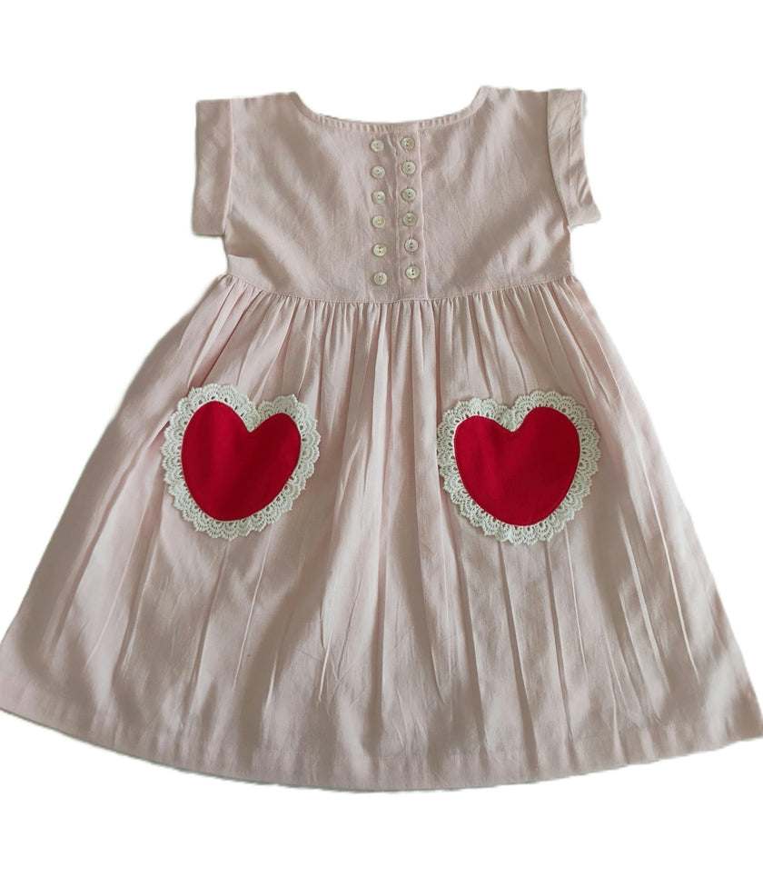 Amore Heart Dress Soft Pink