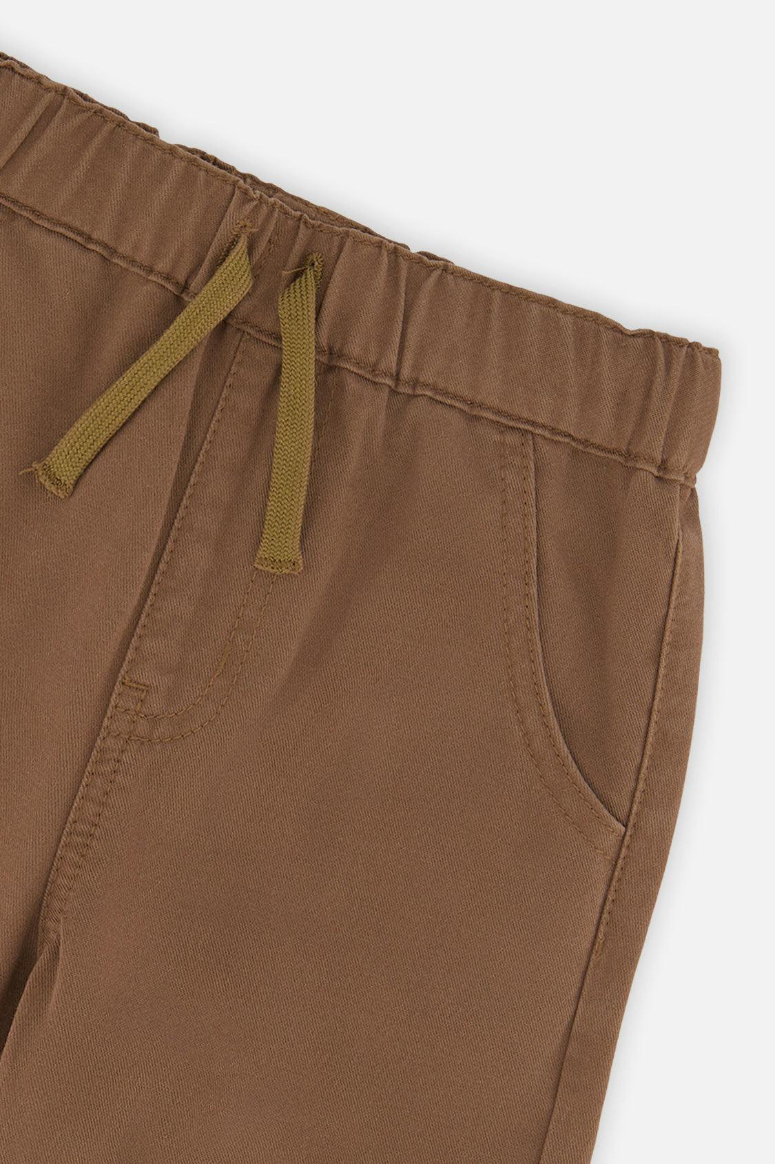 Twill Pants with Cargo Pockets Neutral Brown