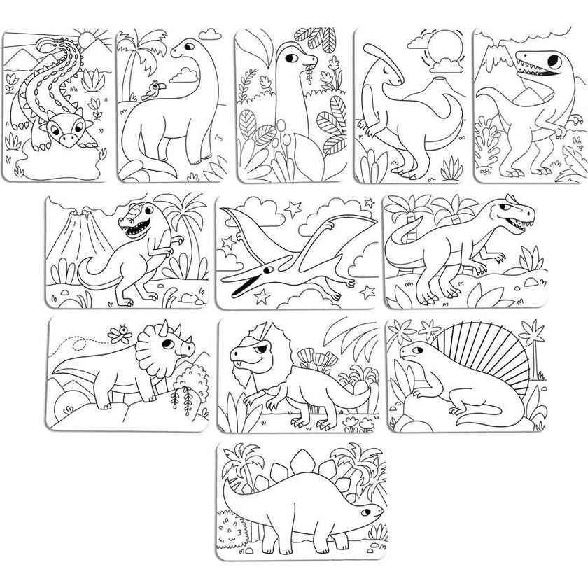 Undercover Art Hidden Pattern Coloring Activity Art Cards - Dino Tales - 12 Cards