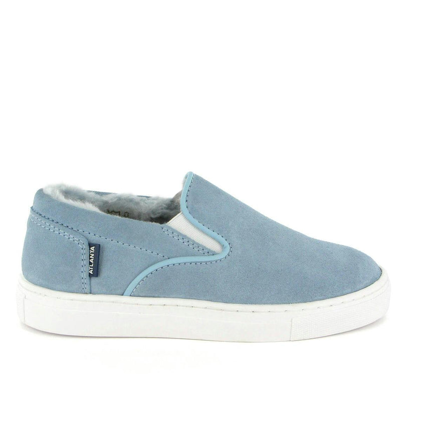Wool Lining Suede Slip On Sneakers, Sky Blue