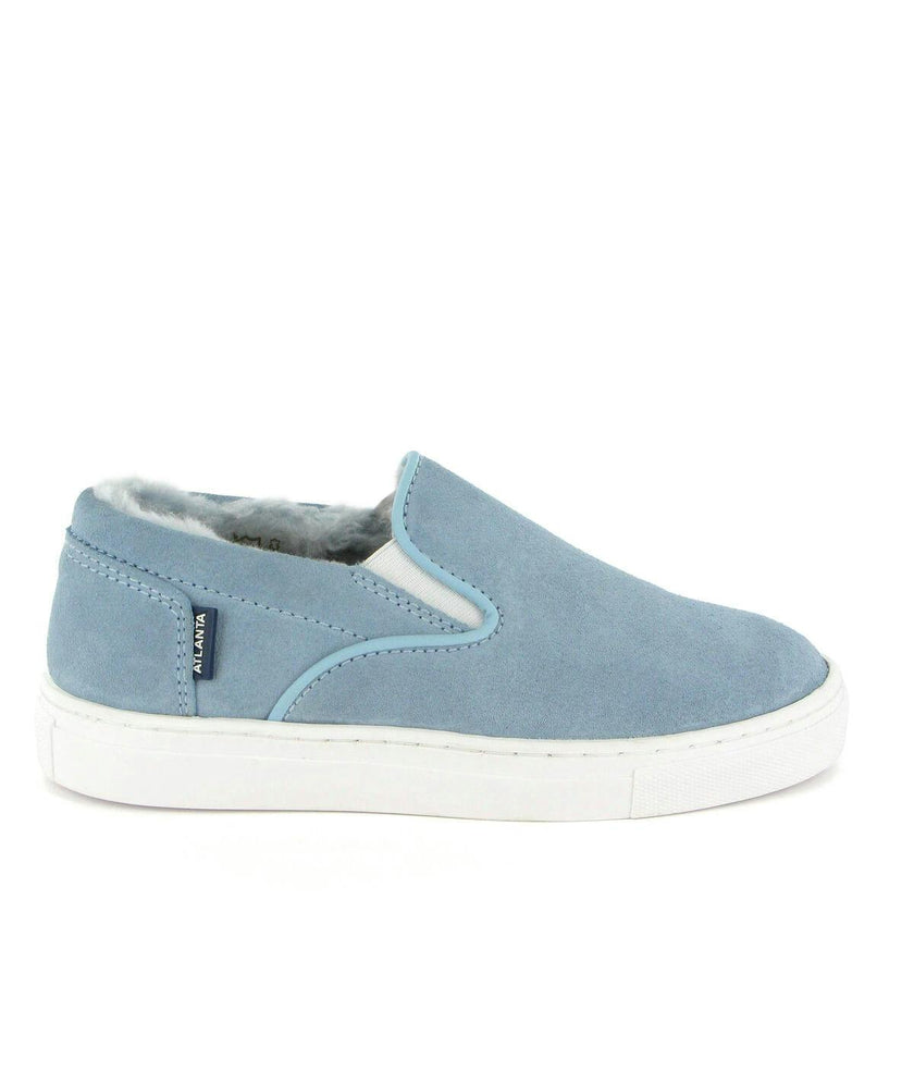 Wool Lining Suede Slip On Sneakers, Sky Blue