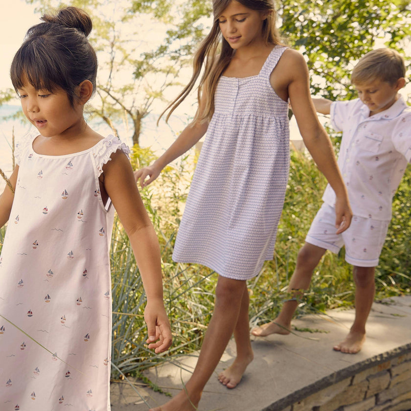 Girl's Twill Charlotte Nightgown in La Mer