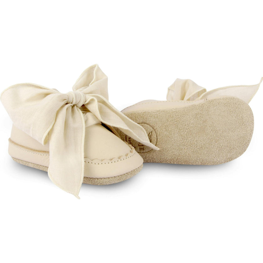 Lonny Chiffon Bow Small Wavy Edge Leather Shoes