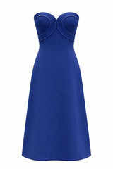 Hayden Royal Blue Strapless Midi Dress