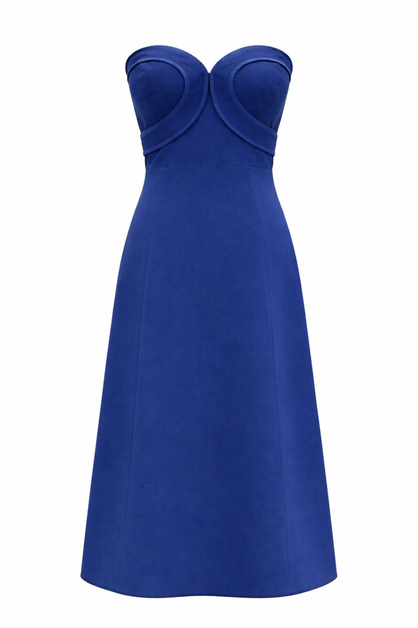 Hayden Royal Blue Strapless Midi Dress
