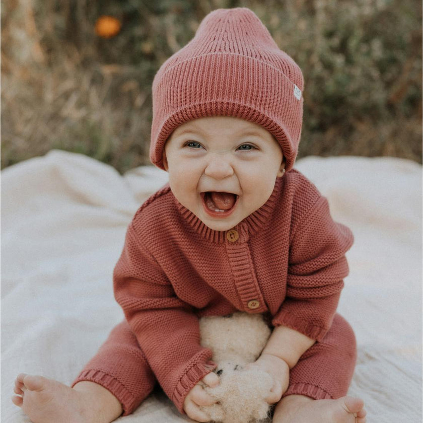 Knit Beanie in Rosewood