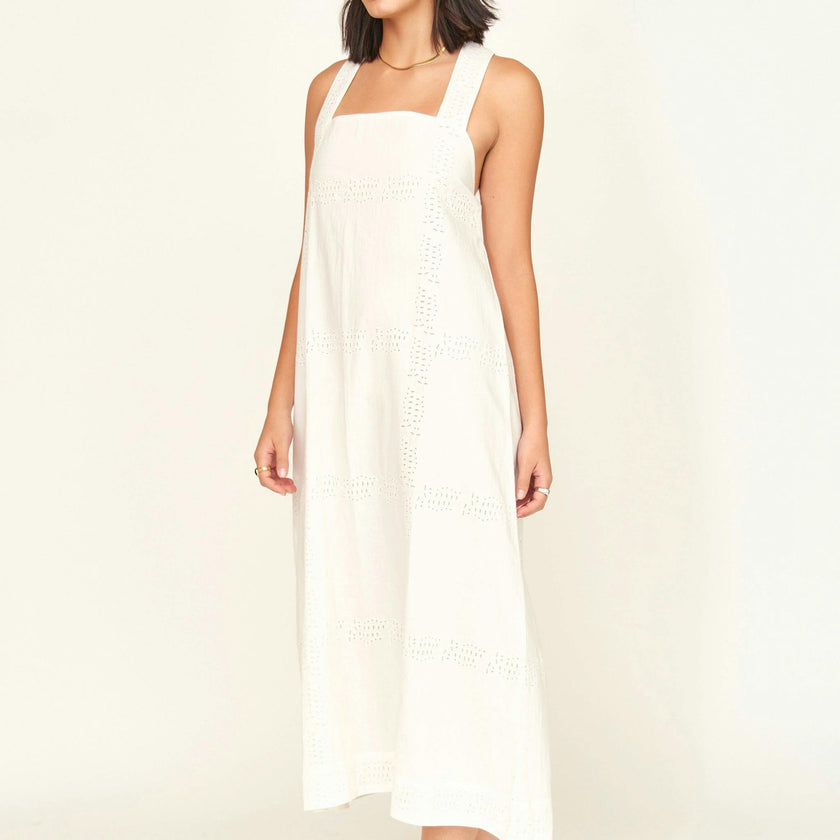 Ica Dress in White Marine Eyelet