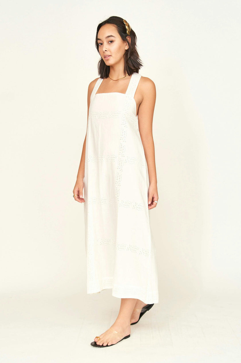 Ica Dress in White Marine Eyelet