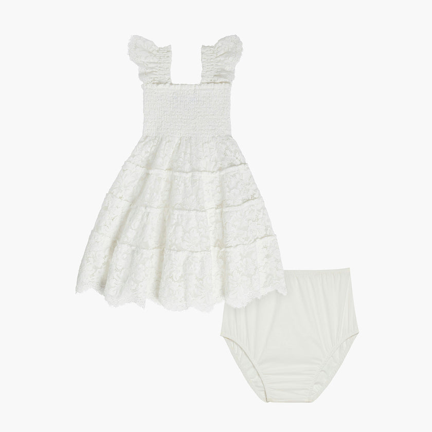 The Baby Lace Ellie Nap Dress - White Fleur Lace