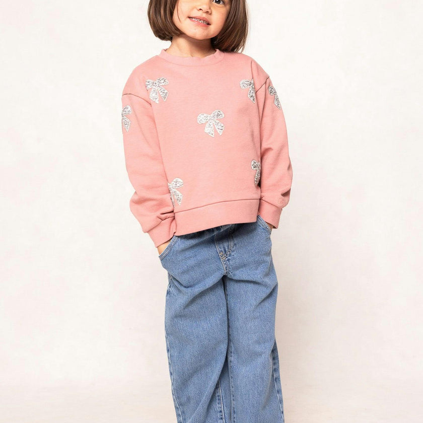 Mini Micah Crew Neck Sweatshirt in Pink & Bows
