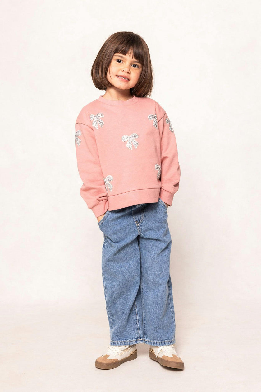 Mini Micah Crew Neck Sweatshirt in Pink & Bows