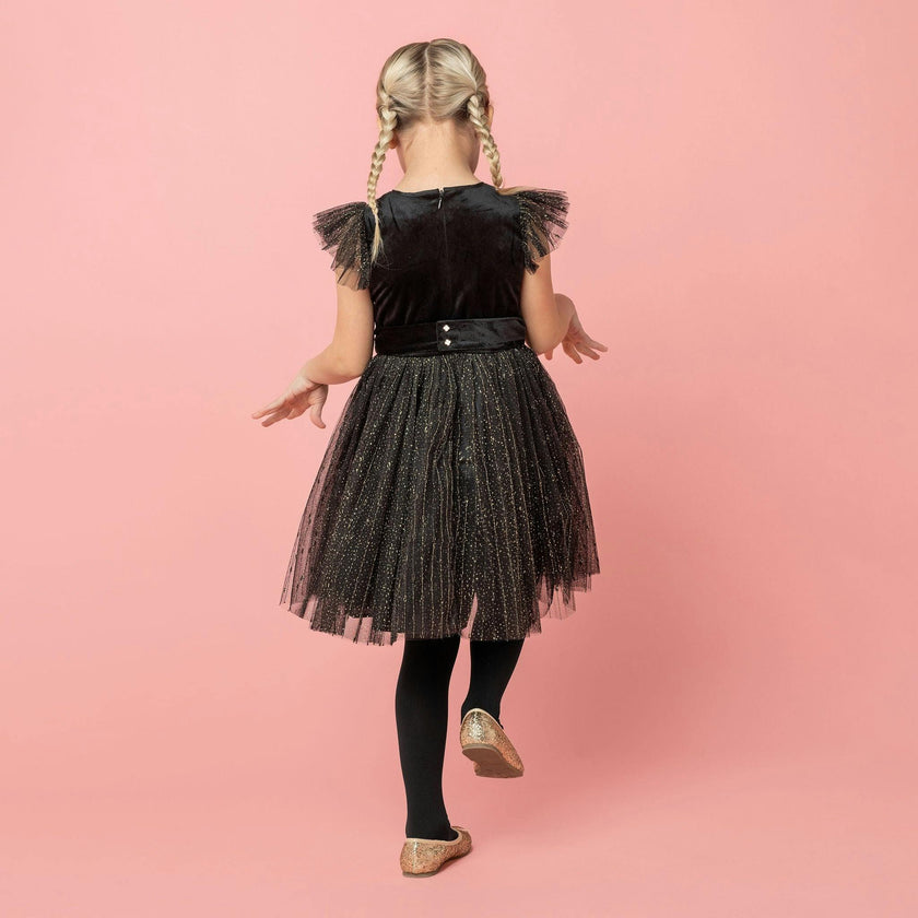 Wednesday Velvet & Glitter Tulle Party Dress