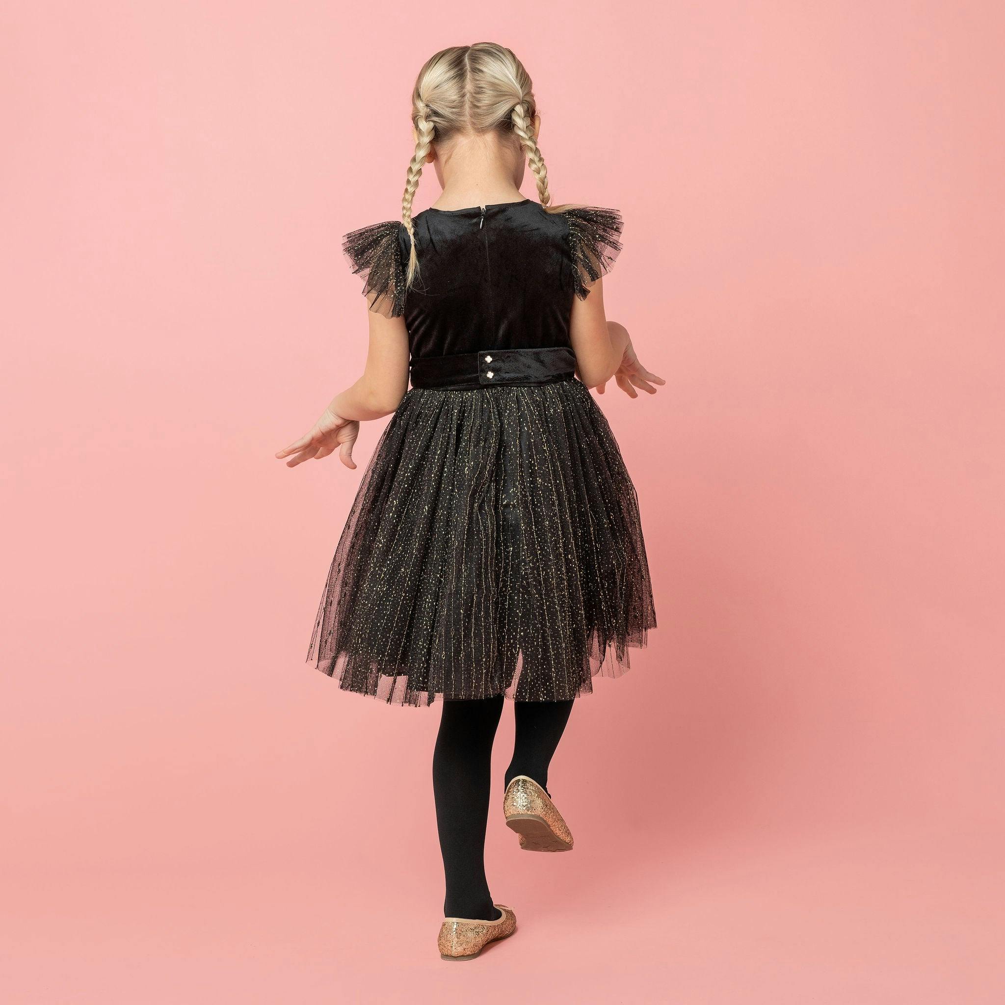Wednesday Velvet & Glitter Tulle Party Dress