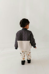 Boys Quilted Sherpa Jacket in Charcoal