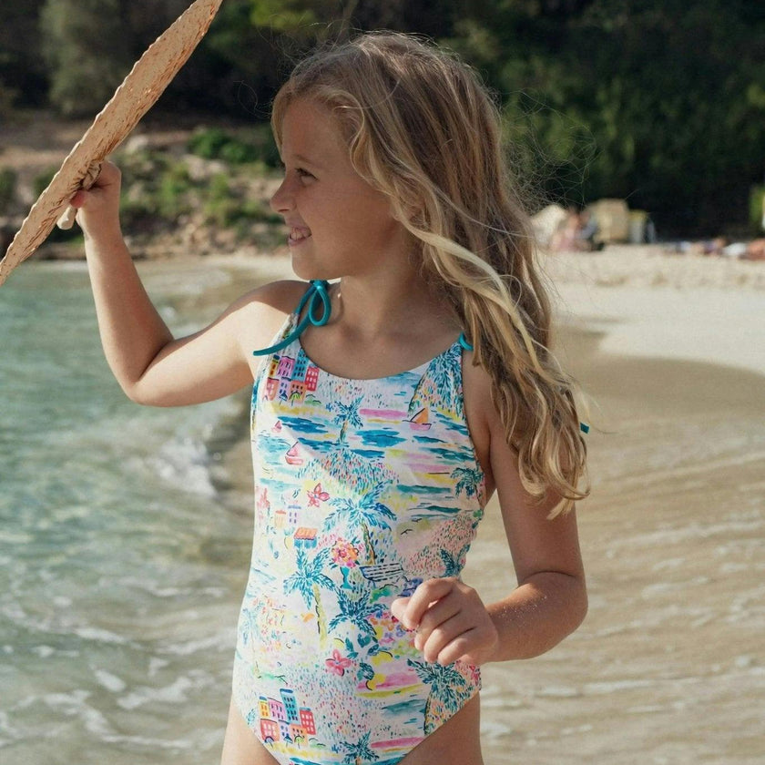 Girls' one-piece swimsuit, aqua | GIGI 1P