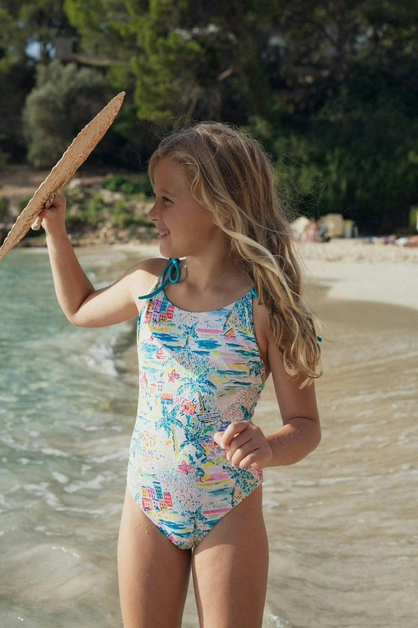 Girls' one-piece swimsuit, aqua | GIGI 1P