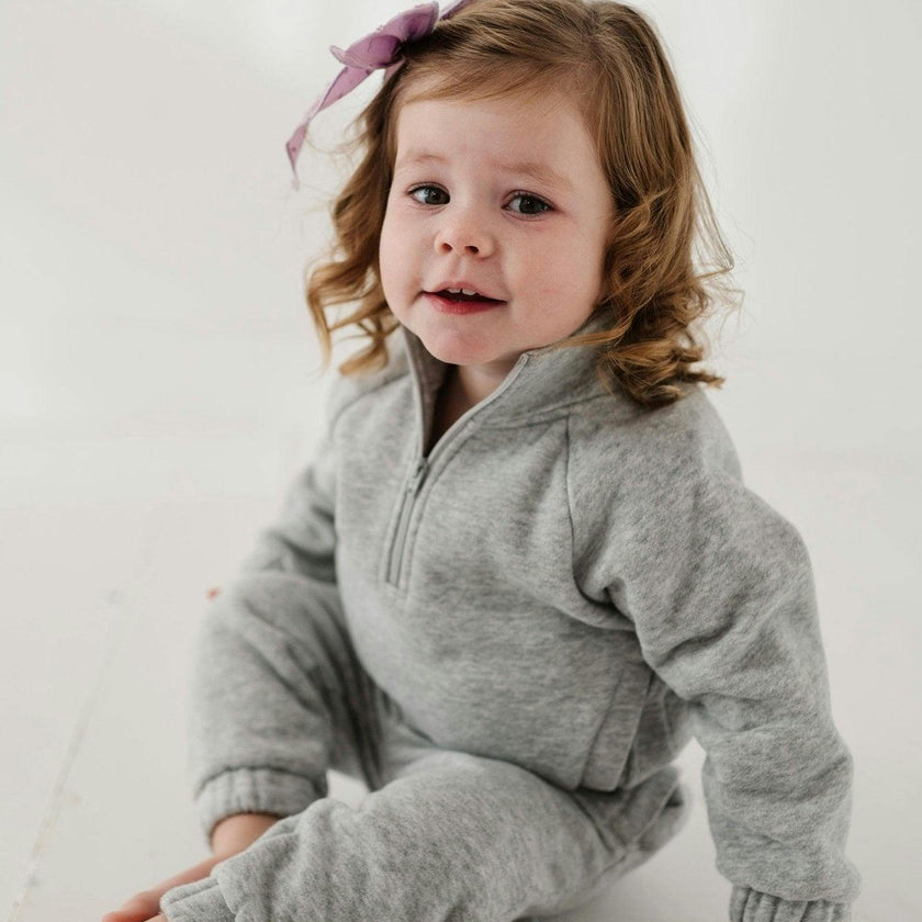 Fleece Zip Set Heather Gray
