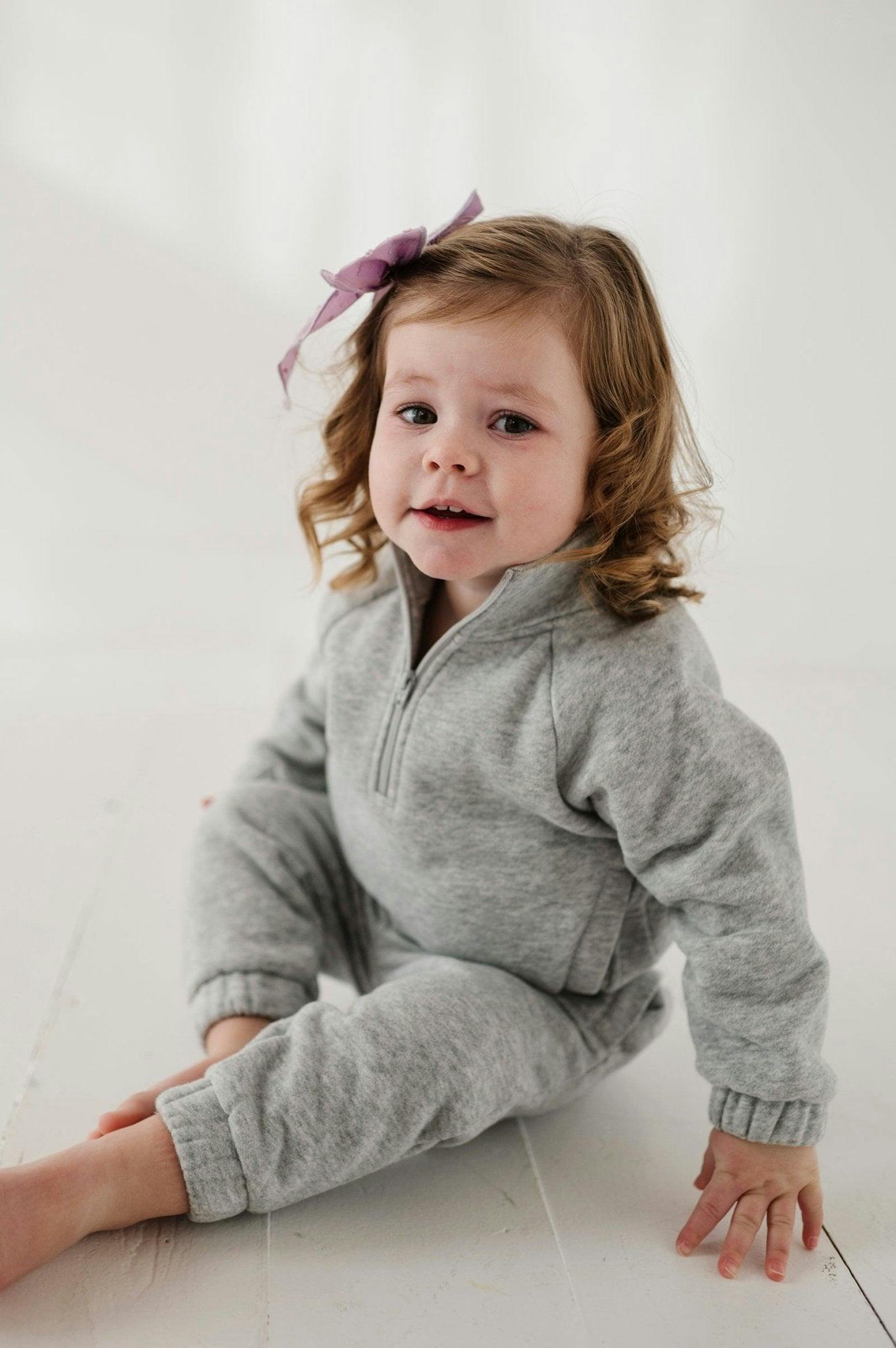Fleece Zip Set Heather Gray