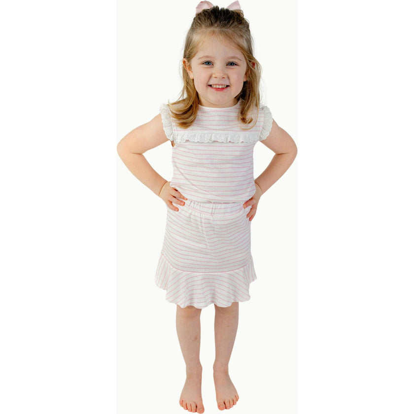 Tennis Skirt in Pink Heart Stripe