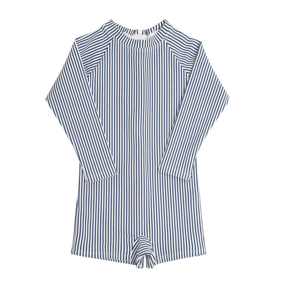 unisex navy stripe rashguard one piece – Maisonette