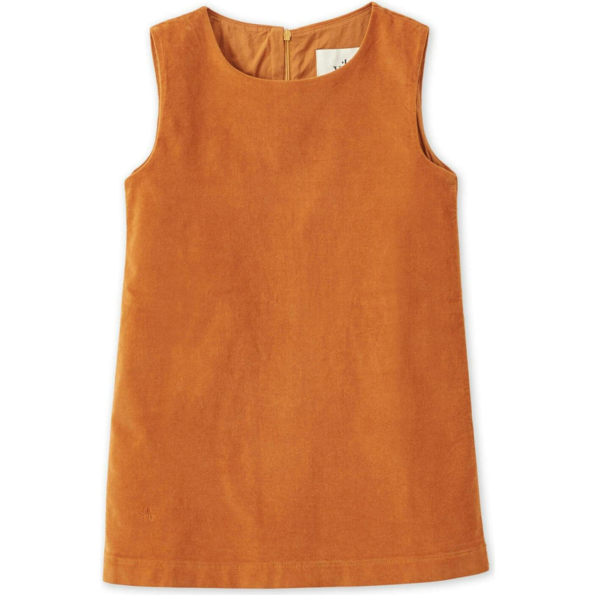 Organic Cotton Velvet Dress, Raw Sienna