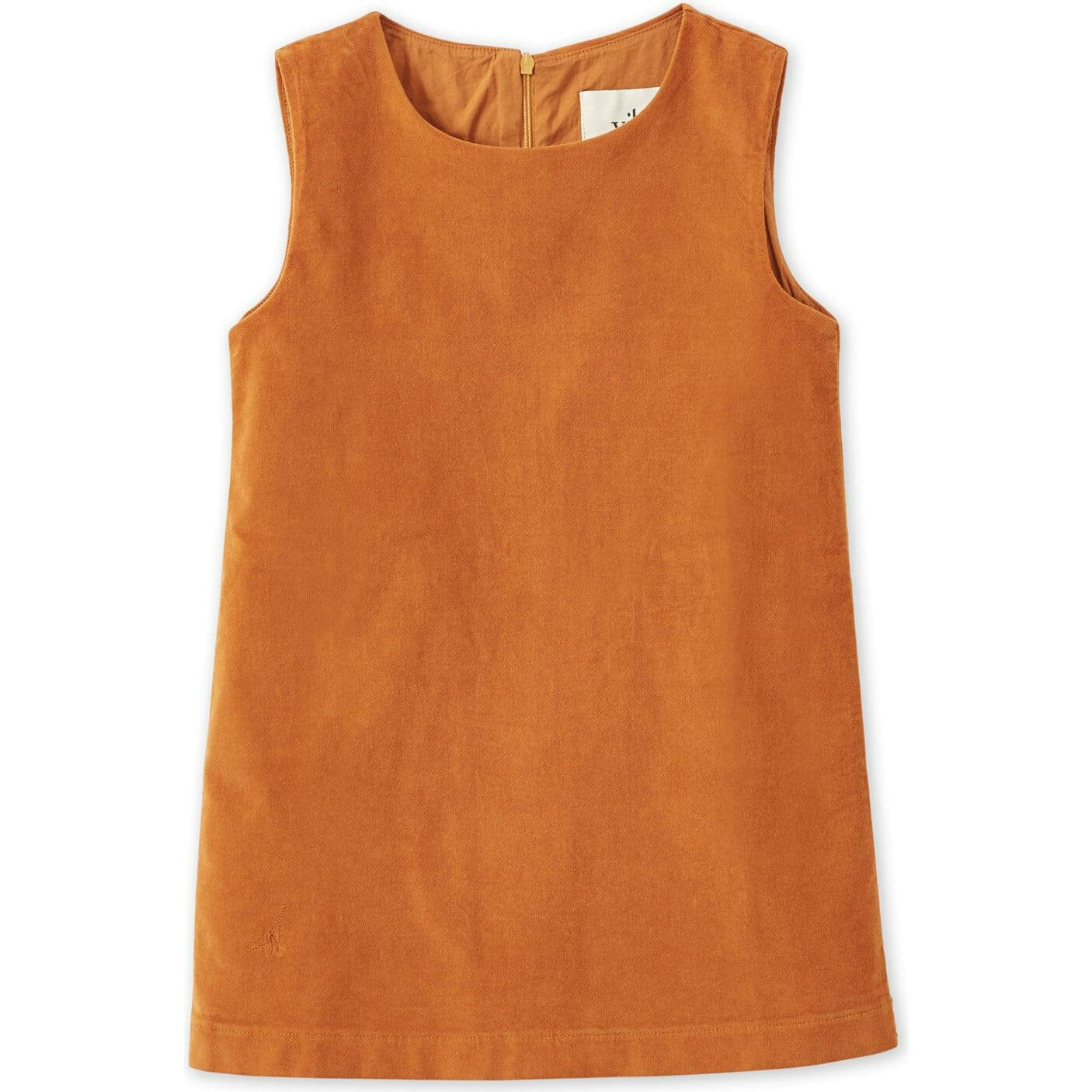 Organic Cotton Velvet Dress, Raw Sienna