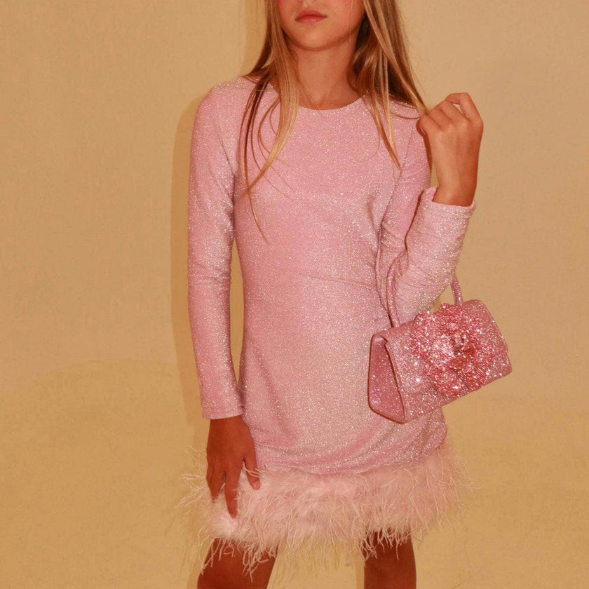 Pink Shimmer Feather Dress