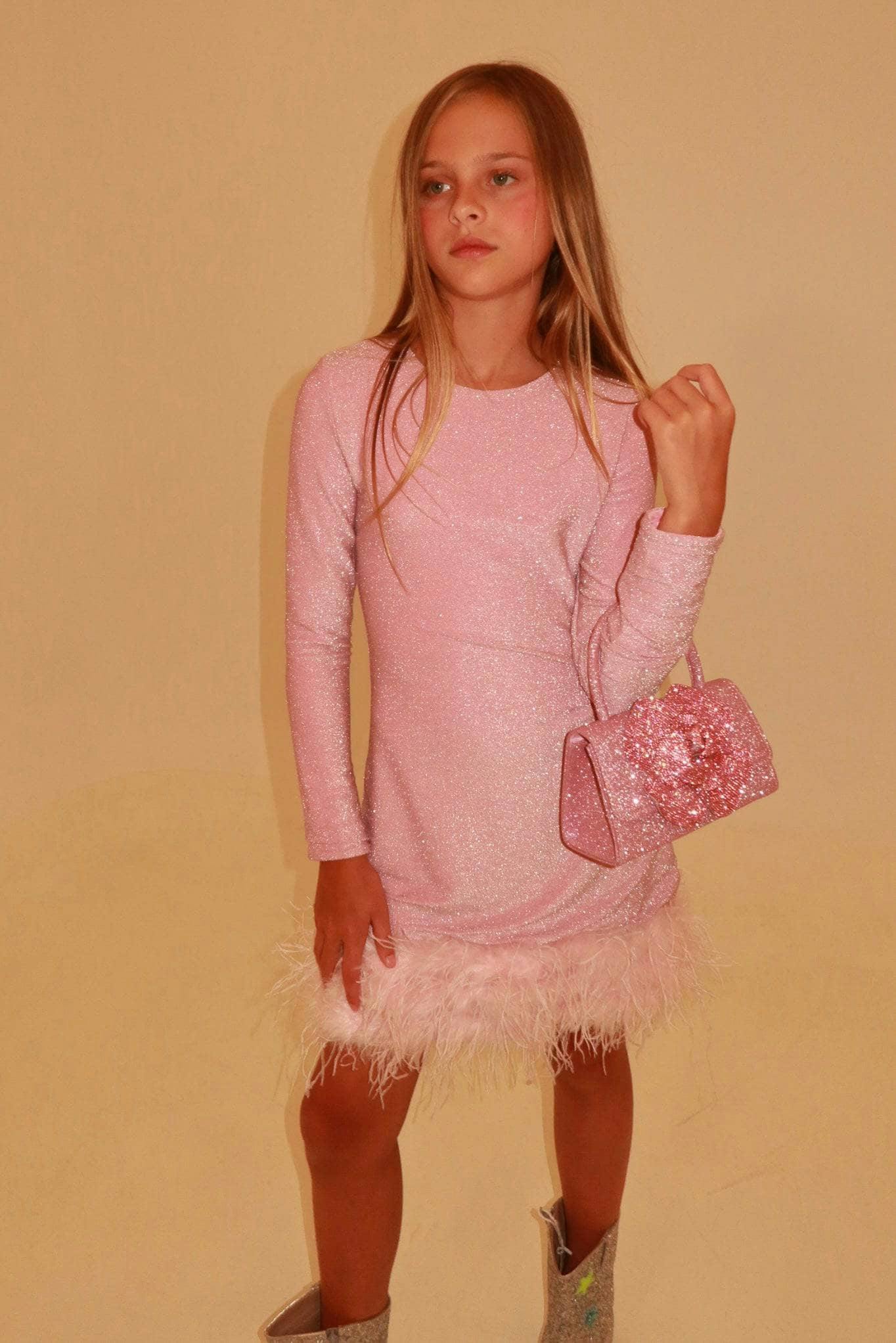 Pink Shimmer Feather Dress