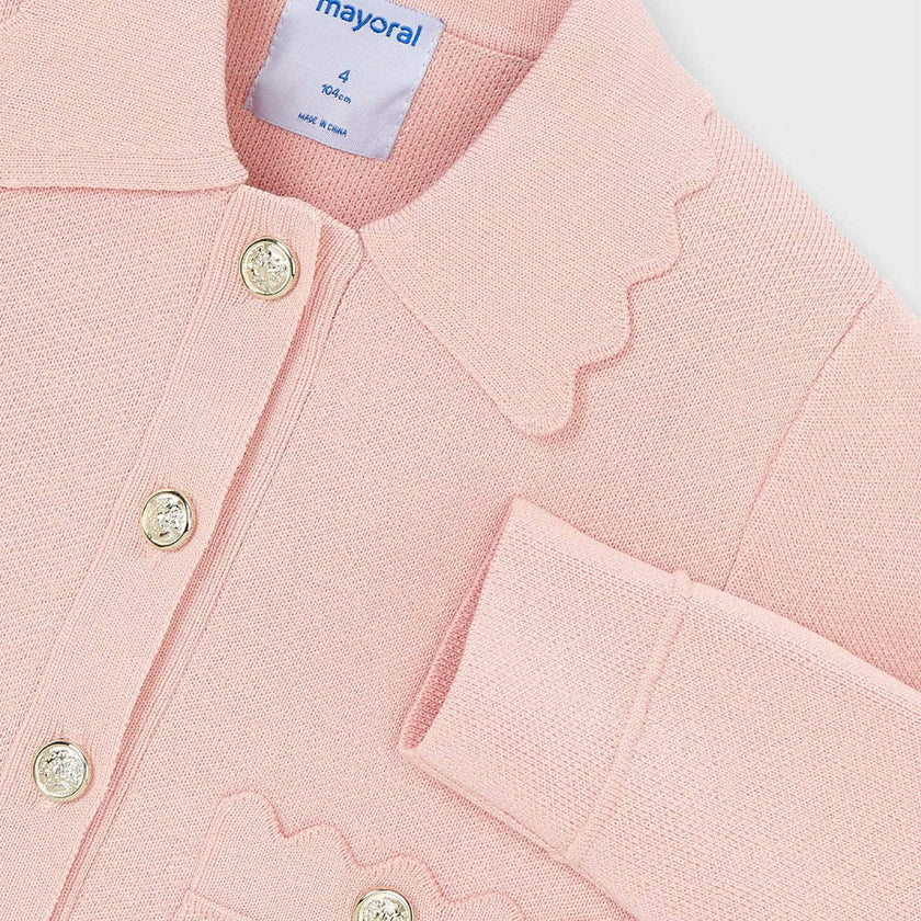 Pink Jacket With Scalloped Detail