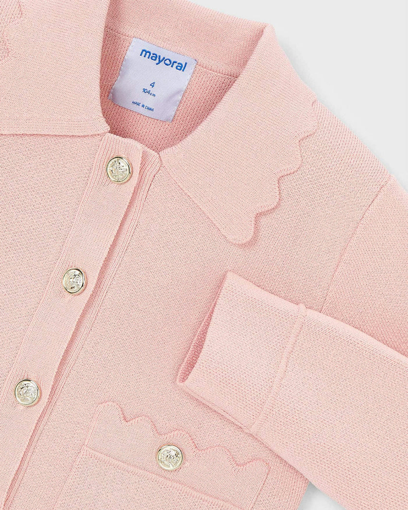Pink Jacket With Scalloped Detail