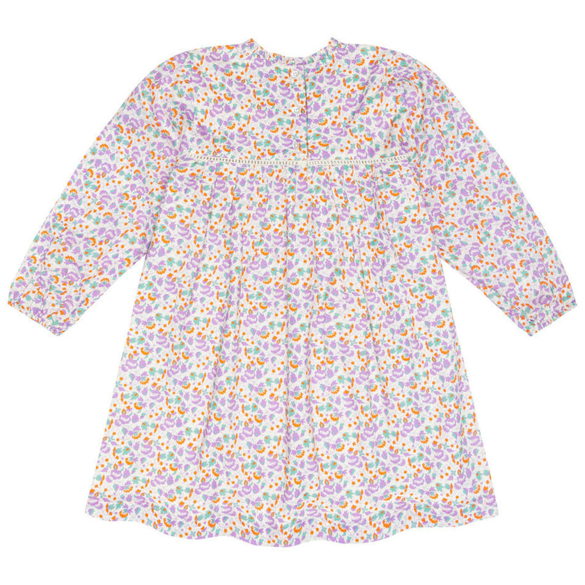 girls orchid floral long sleeve ruffle dress