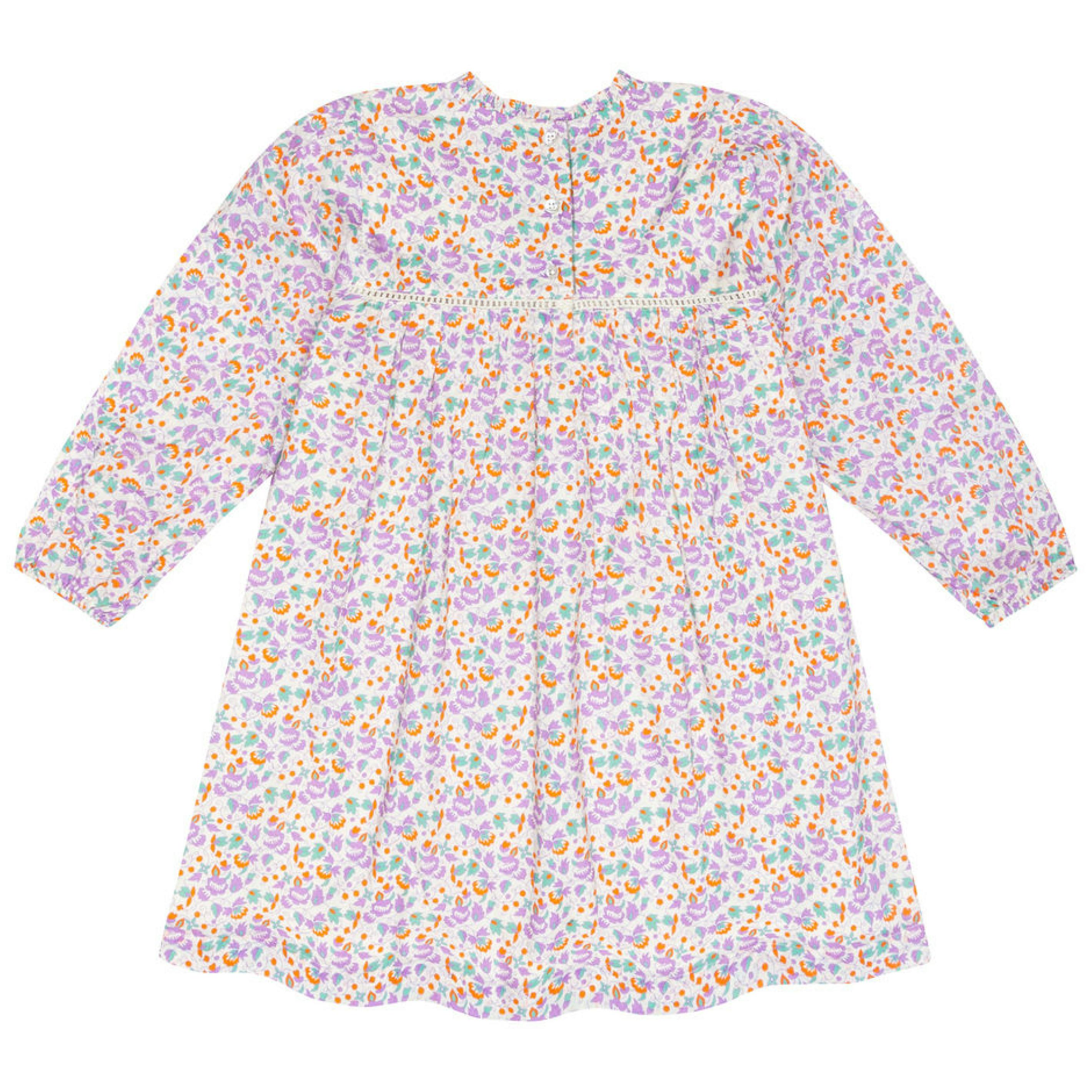 girls orchid floral long sleeve ruffle dress