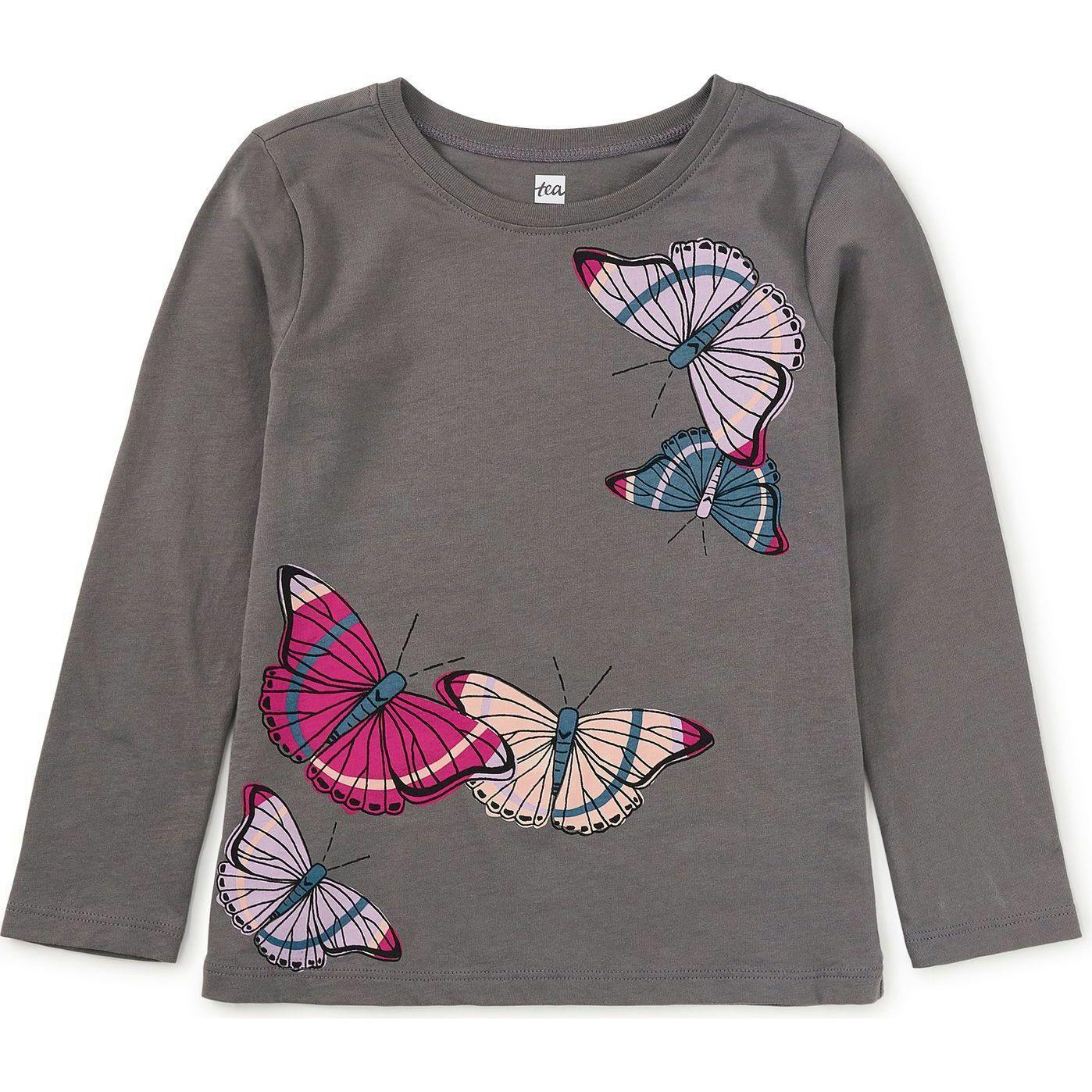 Butterflies Graphic Tee, Grey