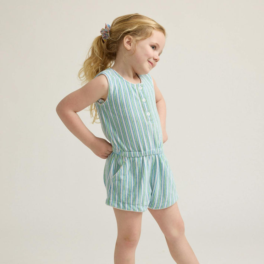 girls tamarin stripe french terry romper